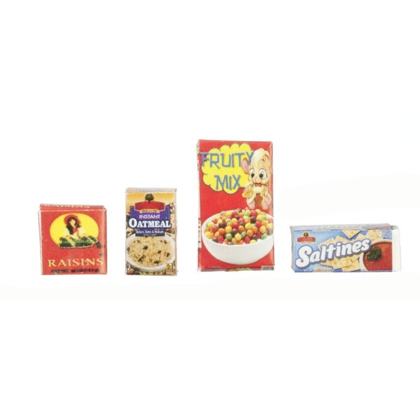 Dollhouse Miniature Set of Four Food Boxes