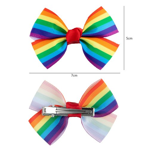 Whaline 6Pcs Gay Pride Day Rainbow Hair Bow with Clip Grosgrain Rainbow Hair Pins Bow Hair Barrettes Holiday Hair Accessories for Girls Women Wedding Birthday Gifts