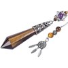 Nupuyai Healing Crystal Point Pendulum for Reiki Dowsing Divination Meditation with Dream Catcher Merkaba Star, Tiger's Eye Stone