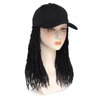 AliRobam Hat Wig Pre-Twisted Passion Twist Hair Braids with Baseball Cap Synthetic Bomb Twists Hair Wig Hat Adjustable Black Baseball Hat Wig for Black Women (14inch, 1B)