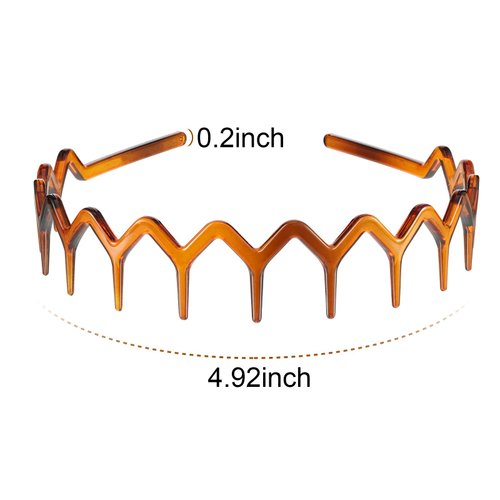 Chuangdi 6 Pieces Zigzag Headband Plastic Shark Tooth Hair Comb Hairband Zig Zag Headband Plastic Wavy teeth Hair Hoop Accessory for Women Lady Girl (Black, White, Brown)