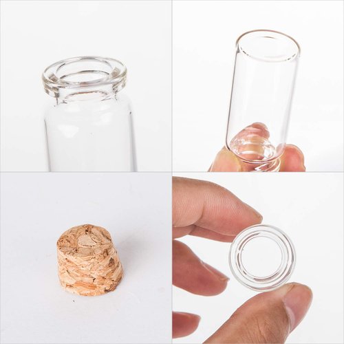 Brajttt 64PCS Cork Stoppers Glass Bottles, DIY Decoration Small Tiny Glass Jars Favors,Mini Vials Cork,10ml Storage Container for Art Crafts for Wedding Party Supplies