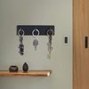 soclim Key Holder (3 Hooks) - Sturdy Self Adhesive Stainless Steel, Matte Black, Wall Mount, Damage Free, Extra Thick, for Keys and Masks, Entryway, Hallway