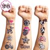 110 PCS Cow Print Birthday Party Decorations Favors Supplies Farm Animal Pink Happy Cow Temporary Tattoos Decor Stickers For Little Cow Girls Boys Gift School Prizes Rewards