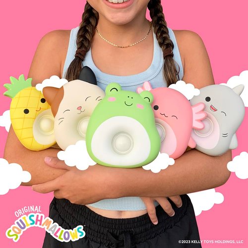 Squishmallows Slow Rise Squishy Cloud Pop 5 Pack -Featuring Cam The Cat, Maui The Pineapple,Gordon The Shark,Archie The Axolotyl & Wendy The Frog,Stress-Sensory Toys, Great Party Favors (5 Pack Set)