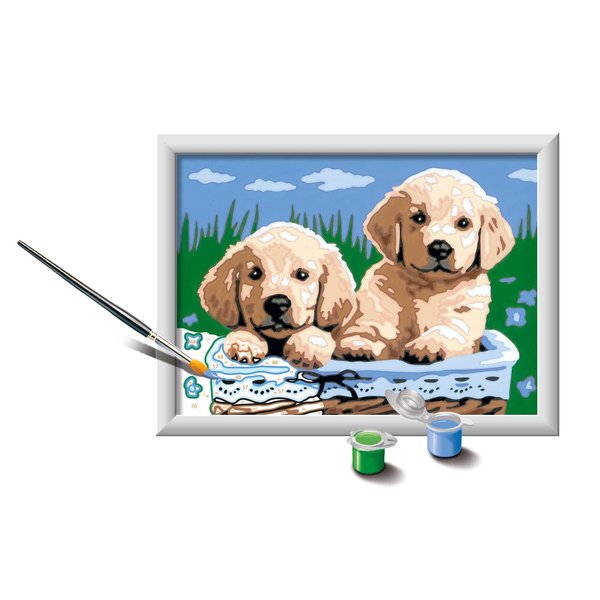 Ravensburger CreArt Cute Puppies Paint by Numbers Kit for Kids - Painting Arts and Crafts for Ages 7 and Up, 24 x 18 cm