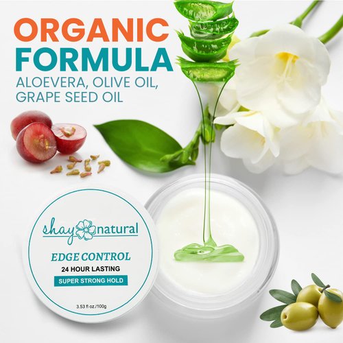 Shay Natural Perfect Edge Control, 24 Hour Hold, Strengthens Hair-Line, Water-Based Hair Gel 3.53fl oz