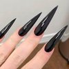 QQPPOLIU Solid Color Press on Nails (Black) Stilitto Long Glossy 24PCS Gift for Women and Girl from QQPPOLIU