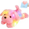 WEWILL 18'' Light up Pink Puppy Dog LED Stuffed Animal with Colorful Night Light Glow Soft Plush Toy Gifts for Kids on Christmas Birthday Valentines Day