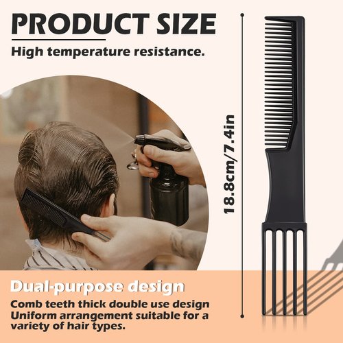 FERCAISH 12 Pcs Carbon Teasing Combs, Plastic Salon Anti Static Teasing Lifting Barber Comb Portable Comb for Women Most Hair Types(Black)