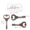Aokbean 50pcs Skeleton Key Bottle Opener Place Card Holder for Weddings Table Name Cards for Guests Souvenirs with French Ribbon (Antique Copper)