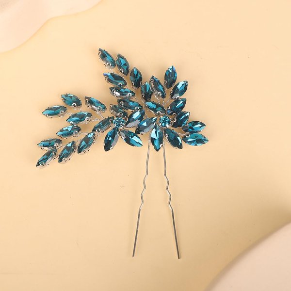 BERYUAN Bridal Teardrop Rhinestone Hair Pins Crystal Rhinestone Hair Accessories Rhinestone Bridal Hair Clips Pins Silver Gold Wedding Headpiece for Brides Bridesmaid (lake blue)