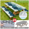 Picnic Table Cover with Bench Covers Camping Essentials Waterproof Windproof Camping Tablecloth with Drawstring Bag, Fitted Rectangle Tables and Seats, 72in, Green Blue