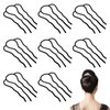 8 Pcs Hair Side Combs, Hairpins for Updos, 4 Prong Metal Updo Hair Pins, Black U-Shape Hair Sticks, Side Hair Clip for Women, Hair Pins for Buns, Hair Fork Clip Styling Tool Decorative Accessories