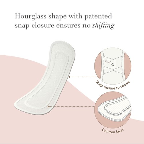 Rael Reusable Pads, Organic Cotton Cover - Postpartum Essential, Incontinence Pads for Women, Bladder Leakage Pads, Thin Cloth Pads, Leak Free, Washable, Neutral Color, 3 Count (Overnight)