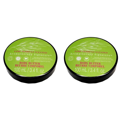 Aromatherapy Signature Body Butter - Lime Verbena Scented - Luxury Skin Care 3.4fl oz. 100ml (Set of 2)