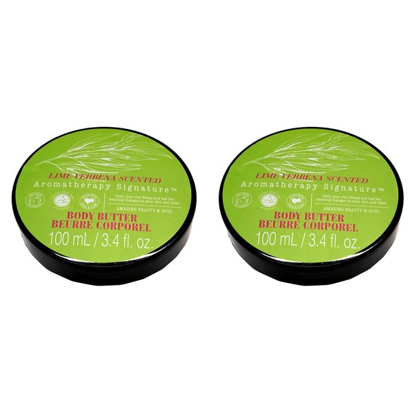 Aromatherapy Signature Body Butter - Lime Verbena Scented - Luxury Skin Care 3.4fl oz. 100ml (Set of 2)