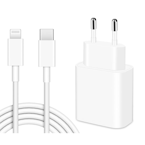 European Travel Plug Adapter, 20W iPhone Fast Charger USB C Wall Charger Block Plug with 10FT Charging Cable for iPhone 14/13/12/11 Pro Max/XS/XR/X/8, iPad, Europe EU Power Plug Type C Adaptor Charger