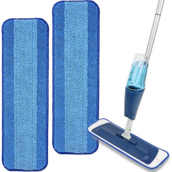 2 Pack Microfiber Cleaning Pad Mop Replacement Pad Compatible with Bona Mops - Reusable Hardwood Floor Cleaner Pads Refills Machine Washable - 18 Inch
