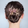 NUOBESTY 4Pcs Wedding Hair Clip Comb Handmade Bridal Hair Clip Pearl Floral Leaf Hair Accessories for Women Wedding (Purple)