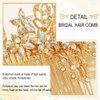 Bessney Crystal Bride Wedding Hair Comb Gold Flower Hair Accessories Rhinestone Bridal Hair Pieces for Women and Girls