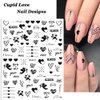 SINSEN Heart Nail Stickers - 6 Sheets Hearts Nail Decals for Women - 3D Self Adhesive Heart Nail Art Stickers - Black Red Heart Love Angel Cupid Nail Designs DIY Valentines Manicure Decorations