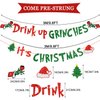 JOZON Red Green Glittery Drink Up Grinc-hes It's Christmas Banner Christmas Garland Banner for Xmas Party Decorations Christmas Decor for Home Wall Mantle Fireplace Party Supplies