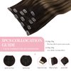 MAXITA Clip in Hair Extensions Real Human Hair, 80g 5pcs Balayage Dark Brown Mixed Chestnut Brown 18 Inch, Remy Human Hair Extensions Clip in Natural Hair Extensions Straight
