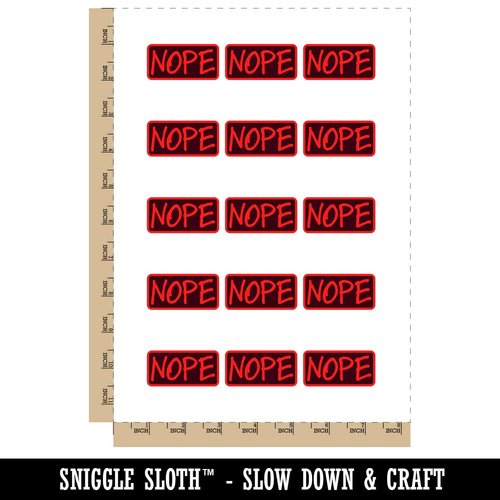 Nope Text Temporary Tattoo Water Resistant Fake Body Art Set Collection - 15 2" Tattoos (1 Sheet)