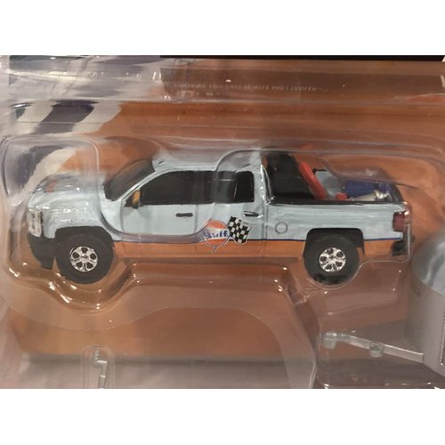 2017 Chevrolet Silverado Pickup Truck & Aerovault Trailer Gulf Oil Hitch & Tow Limited Edition to 2760 Pieces 1/64 Diecast Car by Greenlight 51243