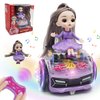 QUN XING Remote Control CAR for Girls 2.4G Lights up Music Spinning Gear Toys with Doll rc Cars for 4,5,6 Year Old Girls Kids, Xmas Birthday Gifts Purple