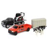 Agriculture 1/64 Bobcat 5 Piece Construction Set with Rollback, Livestock Trailer, Cow & Skid Loader 16503