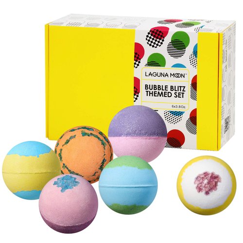 Bath Bombs Gift Set - 6pc XXL Handmade Fizzy Shower Bombs with Essential Oils + Coconut Oil to Moisturize Dry Skin - Relaxing Spa Day for Women, Men, & Kids - Birthday, Anniversary, Bridal