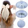 GOORAIFU Hair Bows for Women, 3pcs Black White Blue Hair Clips Girls, Hair Barrettes with Long Tail Chiffon Ribbons Cute Hair Accessories