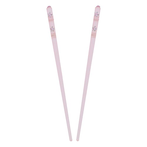 Pink Clear Hair Stick Chop Sticks with Diamond Flower