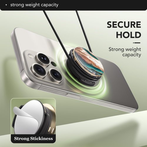 GVIEWIN Marble Glitter Phone Grip with Foldable Kickstand, Soft Plastic Cell Phone Grip Stand Holder for iPhone 16 Pro Max/Plus/15/14/13/12 & Galaxy S24/S23 Ultra and Other Phones(Drift Sand/Brown)