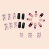 24 Pcs Pink Press on Nails Medium Square - SHANRUN Summer Fake Nails Press ons French Nail Art Tips Glue on Nails Full Cover False Nails with Charms Pentagram Design Stick on Nails Acrylic Nail Kit