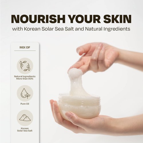 salTherapy Salty Honey Body Scrub - Korean Solar Salt Body Exfoliator For Sensitive Skin | Gentle Exfoliating Polish For Body | Revitalizing Body Exfoliant For Women and Men(10.58oz)