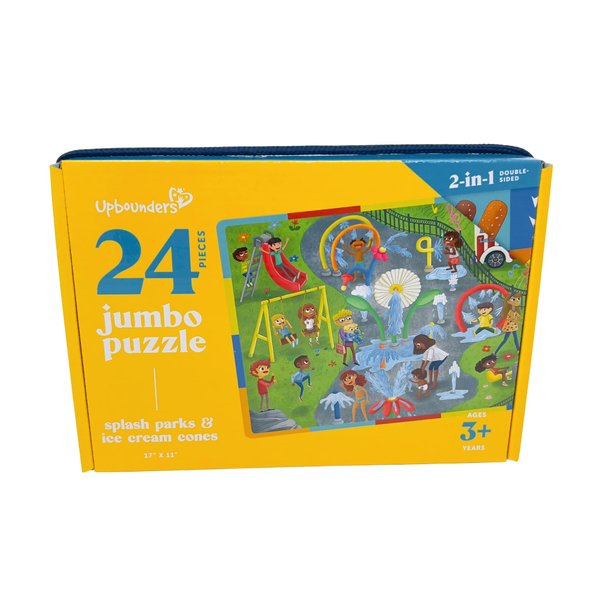 Upbounders Splash Parks and Ice Cream Cones - Double-sided 24 Piece Kids Puzzle - Colorful Preschool Puzzle for Toddlers Ages 3+ (Multicultural)