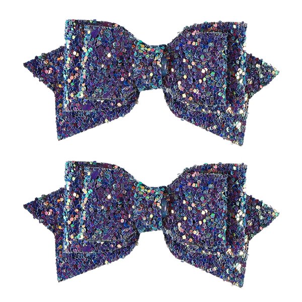 3" Small Cute Glitter Hair Bows Handmade Sparky Purple Sequins Bow Alligator Clips Hair Pins Barrettes,Mermaid outfit Costume Decor Accessories Gift for Teens Toddlers Baby Girls