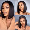 CRYSTALHAIR 12inch 13x4 HD Lace Front Wigs Human Hair Glueless Bob Wig Human Hair Pre Plucked with Baby Hair 180% Density Short Human Hair Wigs for Black Women