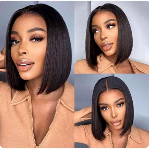 CRYSTALHAIR 12inch 13x4 HD Lace Front Wigs Human Hair Glueless Bob Wig Human Hair Pre Plucked with Baby Hair 180% Density Short Human Hair Wigs for Black Women