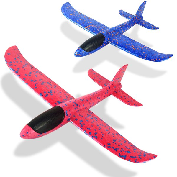 Foam Glider Airplane Toy Airplane Hand Throwing Plane 13.5 Inch Flying Plane Model Outdoor Sports Toys 3 Airplane Mode Birthday Party Gifts for Kids 2-Pack (Red & Blue)