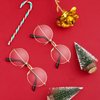 Frienda 3 Pairs Old Man Costume Glasses Santa Glasses Gold Round Glasses Clear Lens Glasses for Men Women Christmas Dress Up Accessories