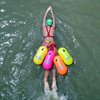 New Wave Swim Bubble for Open Water Swimmers and Triathletes - Be Bright, Be Seen & Be Safer with New Wave While Swimming Outdoors with This Safety Swim Buoy Tow Float (Fluo Green)