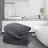 TENSTARS Silk Hemming Bath Towels for Bathroom Clearance - 27 x 55 inches - Light Thin Quick Drying - Soft Microfiber Absorbent Towel for Fitness, Sports, Yoga, Travel, Gym - 2 Pack, Dark Grey