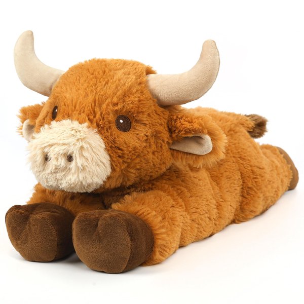 Cuckool Warmable Bull Cow Stuffed Animals, Microwavable Stuffed Animals Heating Pad for Cramps, Pain Stress Relief, Heatable Coolable Lavender Scented Plush Toys for Anxiety, Women Kids Bedtime