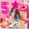 7 Pcs Pink Birthday Balloons for Girls,Princess Birthday Party Supplies,Girl Birthday Balloons Decorations,Hot Pink Balloons Set for Princess Doll Theme Party Birthday Party Baby Shower Supplies (5th)