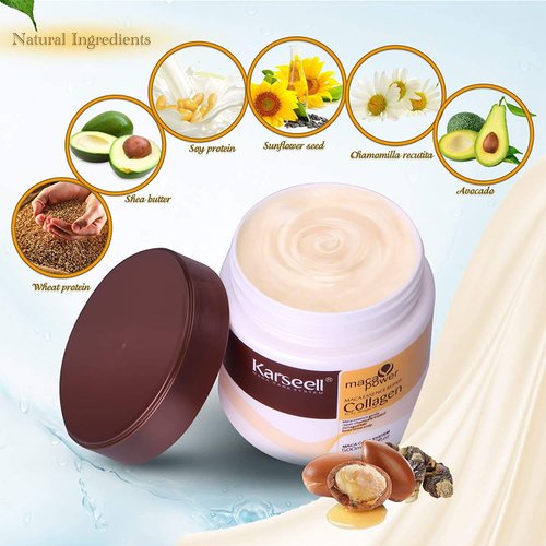 Hair Mask Karseell Deep Conditioner Argan Oil Collagen Treatment Natural Coconut Oil for Dry and Damaged Hair 16.9Oz 500ml