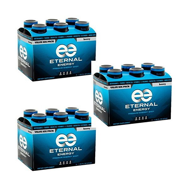 Eternal Energy Premium Energy Shot (Berry, 6 count, Pack of 3)
